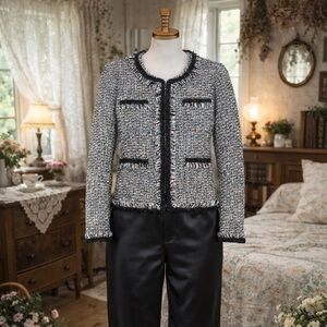 J.Crew “Robin Printemps” Spring 2019 Pastel Tweed, Fringe Blazer